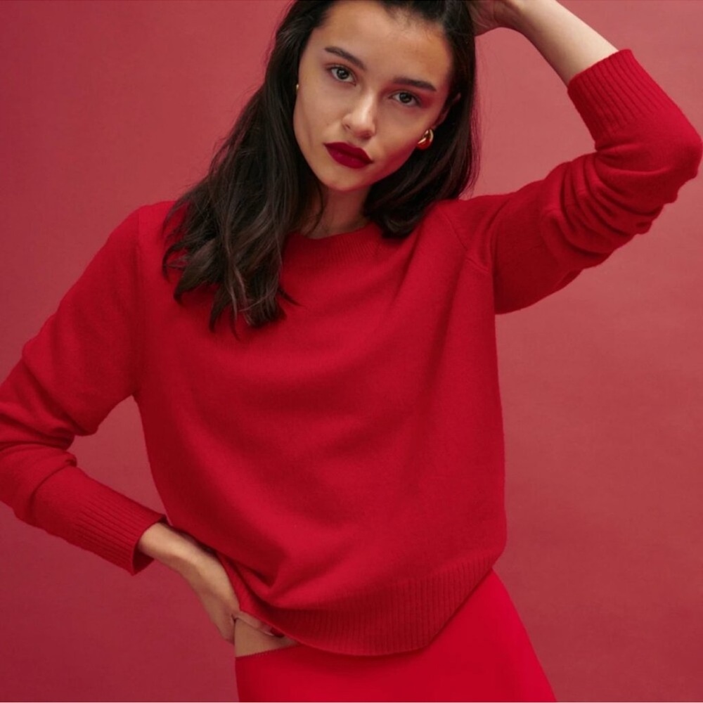 Reformation Dana Cashmere Crew Sweater Cherry Red Medium